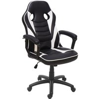 Neuwertig] Bürostuhl HHG 063, Schreibtischstuhl Drehstuhl Racing-Chair Gaming-Chair, Kunstleder schwarz/weiß - black von HHG