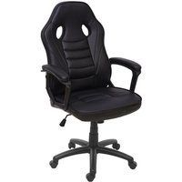 HHG - neuwertig] Bürostuhl 063, Schreibtischstuhl Drehstuhl Racing-Chair Gaming-Chair, Kunstleder schwarz - black von HHG