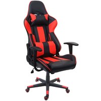 HHG - neuwertig] Bürostuhl 540, Schreibtischstuhl Gamingstuhl Chefsessel Drehstuhl, Kunstleder schwarz/rot - red von HHG