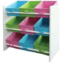 [NEUWERTIG] Buntes Kinderregal Regal für Kinder, Holz, 9 Ablageflächer, mit Boxen - multicolour von HHG