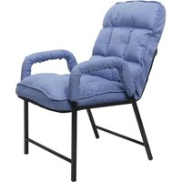 Neuwertig] Esszimmerstuhl HHG 127, Stuhl Polsterstuhl, 160kg belastbar Rückenlehne verstellbar Metall Stoff/Textil blau - blue von HHG