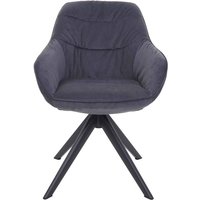 Neuwertig] Esszimmerstuhl HHG 779, Küchenstuhl Polsterstuhl Stuhl mit Armlehne, drehbar, Metall Stoff/Textil grau von HHG