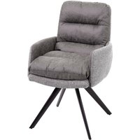 HHG - neuwertig] Esszimmerstuhl 847, Küchenstuhl Stuhl, drehbar Auto-Position Stoff/Textil hellgrau-grau, mit Armlehne - grey von HHG