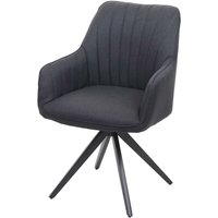 HHG - neuwertig] Esszimmerstuhl 954, Küchenstuhl Stuhl Armlehnstuhl, Retro Stahl Stoff/Textil dunkelgrau - grey von HHG
