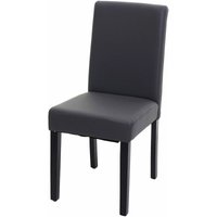 Neuwertig] Esszimmerstuhl Littau, Küchenstuhl Stuhl, Kunstleder grau matt, dunkle Beine - grey von HHG