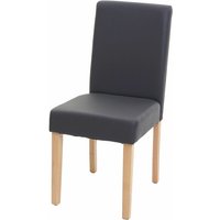 HHG - neuwertig] Esszimmerstuhl Littau, Küchenstuhl Stuhl, Kunstleder grau matt, helle Beine - grey von HHG