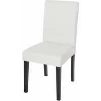 Neuwertig] Esszimmerstuhl Littau, Küchenstuhl Stuhl, Kunstleder weiß matt, dunkle Beine - white von HHG
