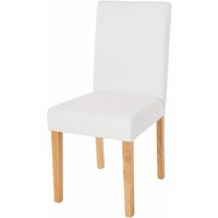 Neuwertig] Esszimmerstuhl Littau, Küchenstuhl Stuhl, Kunstleder weiß matt, helle Beine - white von HHG