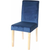 Neuwertig] Esszimmerstuhl Littau, Stuhl Küchenstuhl, Samt petrol-blau, helle Beine - blue von HHG