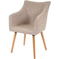 [NEUWERTIG] Esszimmerstuhl Vaasa T382, Stuhl Küchenstuhl, Retro 50er Jahre Design Textil, creme/grau von HHG