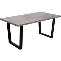 [NEUWERTIG] Esszimmertisch HHG-246, Tisch Küchentisch Esstisch, Industrial MDF Metall 160x90cm Marmor-Optik grau von HHG