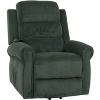 [NEUWERTIG] Fernsehsessel HHG-722, Relaxsessel, Liegefunktion Aufstehhilfe Massage Heizfunktion, Stoff (220g/m²) Cord grün von HHG