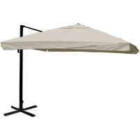 [NEUWERTIG] Gastronomie-Ampelschirm HHG-980, Sonnenschirm, 3x3m (Ø4,24m) Polyester/Alu 23kg Flap, creme-grau ohne Ständer, drehbar von HHG