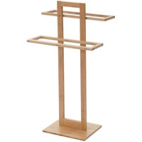[NEUWERTIG] Handtuchhalter HHG-623, Badezimmer Handtuchständer Handtuchtrockner freistehend, Bambus 80x42x27cm von HHG
