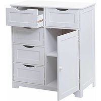 Neuwertig] Kommode HHG 524, Schubladenschrank Schrank, 5 Schubladen und 1 Tür 80x70x35cm weiß - white von HHG