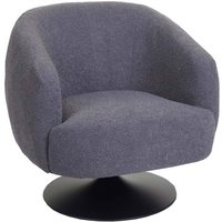 Neuwertig] Lounge-Sessel HHG 067, Cocktailsessel Sessel drehbar, Bouclé Stoff Metall dunkelgrau von HHG