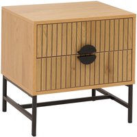 [NEUWERTIG] Nachttisch HHG-263, Beistelltisch Nachtschrank Schrank, Schublade Melamin MDF Metall 50x48x39cm natur von HHG