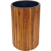 [NEUWERTIG] Pflanzkasten HHG-583, Pflanzkübel Blumentopf Blumenkasten, rund 50x34cm Outdoor Akazie Holz MVG-zertifiziert, braun - brown von HHG