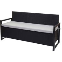Neuwertig] Poly-Rattan 3er Sitzbank HHG-596, Gartenbank Truhenbank, Staufach Aufbewahrung Sitzkissen anthrazit, Kissen grau von HEGELE