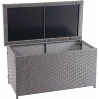 Neuwertig] Poly-Rattan Kissenbox HHG 570, Gartentruhe Auflagenbox Truhe Basic grau, 51x100x50cm 170l - grey von HHG