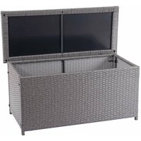 HHG - neuwertig] Poly-Rattan Kissenbox 570, Gartentruhe Auflagenbox Truhe Basic grau, 63x135x52cm 320l - grey von HHG