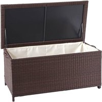 Neuwertig] Poly-Rattan Kissenbox HHG 570, Gartentruhe Auflagenbox Truhe Premium braun, 51x100x50cm 170l - brown von HHG