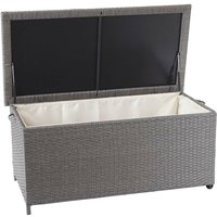 HHG - neuwertig] Poly-Rattan Kissenbox 570, Gartentruhe Auflagenbox Truhe Premium grau, 51x115x59cm 250l - grey von HHG