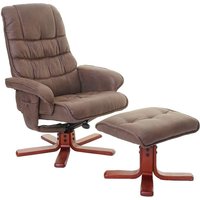 Neuwertig] Relaxsessel HHG 320, Fernsehsessel Liegesessel TV-Sessel mit Hocker Wildlederimitat braun - brown von HHG