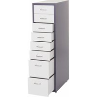 [NEUWERTIG] Rollcontainer Preston T851, Schubladenschrank Stahlschrank, 110x28x41cm 8 Schubladen dunkelgrau weiß von HHG