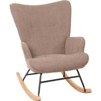 [NEUWERTIG] Schaukelstuhl HHG-728, Schwingstuhl Relaxsessel Fernsehsessel, Massiv-Holz Metall Stoff/Textil 320g/m² braun von HHG