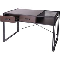 HHG - neuwertig] Schreibtisch 453, Bürotisch Computertisch, Industrial 76x120x70cm dunkelbraun von HHG