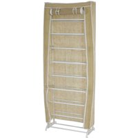 Neuwertig] Schuhschrank Campingschrank Faltschrank Stoff 140x52x18cm creme von HHG