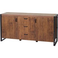 [NEUWERTIG] Sideboard HHG-040, Kommode Schrank, 3D-Struktur 2 Staufächer 80x160x40cm MVG-zertifiziert MDF Metall Wildeiche-Optik - brown von HHG