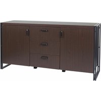 [NEUWERTIG] Sideboard HHG-040, Kommode Schrank, 3D-Struktur 2 Staufächer 80x160x40cm MVG-zertifiziert MDF Metall dunkelbraun - brown von HHG