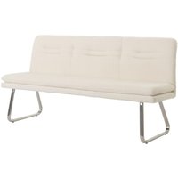 Neuwertig] Sitzbank HHG 151, Esszimmerbank Bank Polsterbank, Lehne Stoff/Textil Bouclé Edelstahl gebürstet 180cm creme von HHG