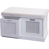 [NEUWERTIG] Sitzbank HHG-809, Polsterbank Garderobenbank, Kissen Aufbewahrungsboxen Staufach 47x75x40cm weiß, Polster creme- - white von HHG