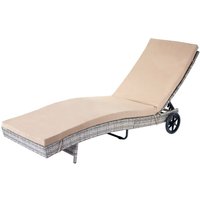 Neuwertig] Sonnenliege HHG-456, Gartenliege Relaxliege Liege, Poly-Rattan grau, Kissen beige - grey von HEGELE