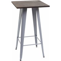 Neuwertig] Stehtisch HHG-401 inkl. Holz-Tischplatte, Bistrotisch Bartisch, Metall Industriedesign 107x60x60cm grau - grey von HEGELE