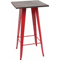 Neuwertig] Stehtisch HHG-401 inkl. Holz-Tischplatte, Bistrotisch Bartisch, Metall Industriedesign 107x60x60cm rot - red von HEGELE