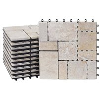 [NEUWERTIG] Steinfliese HHG-929, Bodenfliese Steckfliese Balkon/Terrasse Naturstein, 11x je 30x30cm = 1m² weiß von HHG