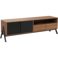 [NEUWERTIG] TV-Rack HHG-054, Lowboard TV-Schrank 2 Schubladen Türen Staufächer, MDF Metall Melamin 48x155x40cm natur von HHG