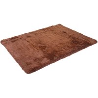 HHG - neuwertig] Teppich 274, Shaggy Läufer Hochflor Langflor, Stoff/Textil flauschig weich 200x140cm dunkelbraun - brown von HHG