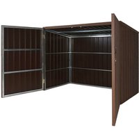 Neuwertig] WPC-Fahrradgarage HHG 054, Geräteschuppen Fahrradbox, Metall Holzoptik abschließbar 2 Räder 172x213x112cm braun - brown von HHG