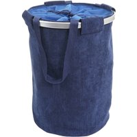 Neuwertig] Wäschesammler HHG 750, Laundry Wäschekorb Wäschesack Wäschebehälter mit Kordelzug, Henkel 55x39cm 65l cord blau - blue von HHG