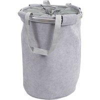 Neuwertig] Wäschesammler HHG 750, Laundry Wäschekorb Wäschesack Wäschebehälter mit Kordelzug, Henkel 55x39cm 65l cord grau - grey von HHG