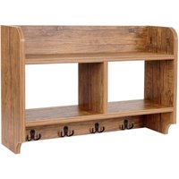 [NEUWERTIG] Wandgarderobe HHG-622, Garderobe Regal, 4 Haken 2 Regalfächer, 41x60x19cm 3D-Struktur Wildeiche-Optik von HHG