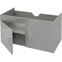 Neuwertig] Waschbeckenunterschrank HHG 242, Waschtischunterschrank Waschtisch Unterschrank Badmöbel, hochglanz 90cm grau - grey von HHG