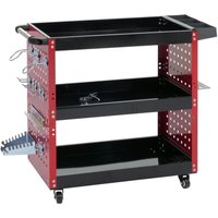 [NEUWERTIG] Werkzeugwagen HHG-143, Rollwagen Werkstattwagen, Rollen Handgriff 3 Ladeflächen Lochraster, Stahl 73x90x35cm rot von HHG