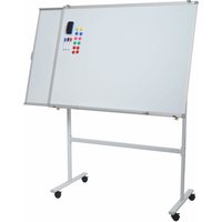 HHG - neuwertig] Whiteboard 854b, mit ausziehbarer Tafel Magnettafel Memoboard Pinnwand, mobil rollbar inkl. Zubehör, 167x186cm - white von HHG