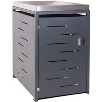 Neuwertig] 1er-Mülltonnenverkleidung HHG 375, Mülltonnenbox, Pflanzkasten Edelstahl-Metall-Kombi 35kg 125x69x84cm erweiterbar von HHG